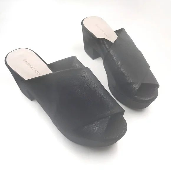 CHOCOLAT BLU CrissCross Platform Sandal Slide Black Shimmer NWOT Unworn 10 - Picture 14 of 14